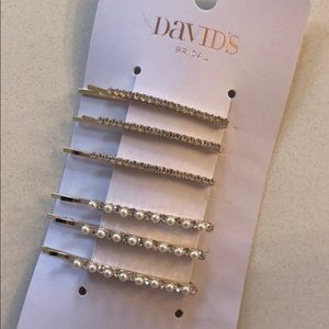 David’sbridal hair clip gold pearl diamond wedding